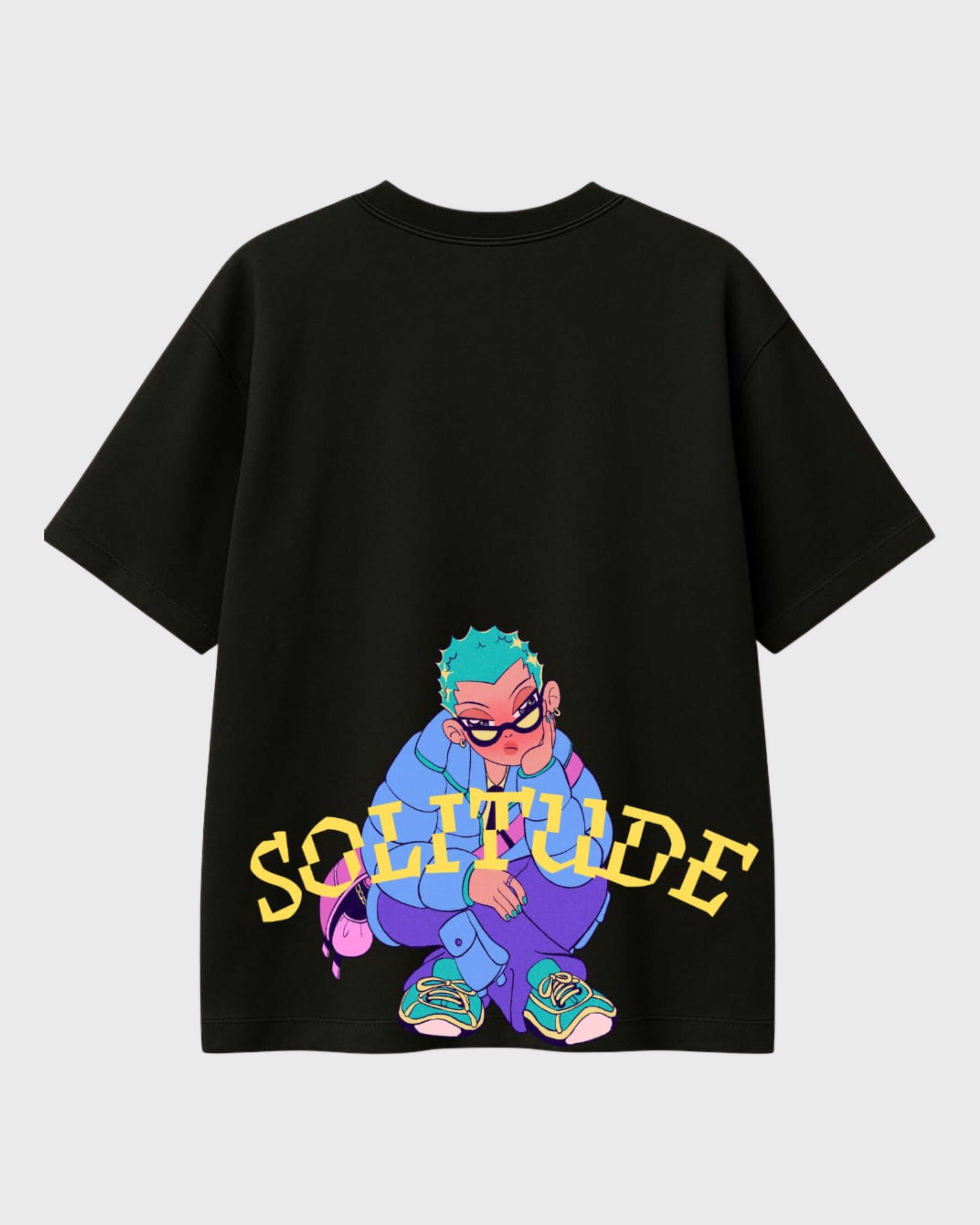 Solitude Women’s Oversized Graphic T-Shirt – Black