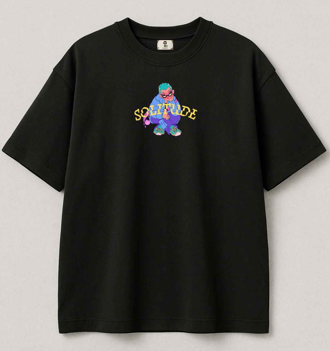 Solitude Women’s Oversized Graphic T-Shirt – Black